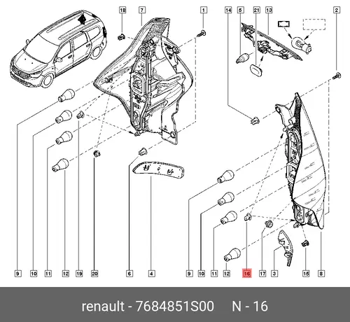 фиксатор заднего фонаря!\ Renault 7684851S00