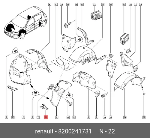 Подкрылок RENAULT 8200241731