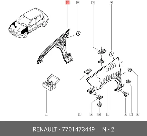 Крыло RENAULT 7701473449