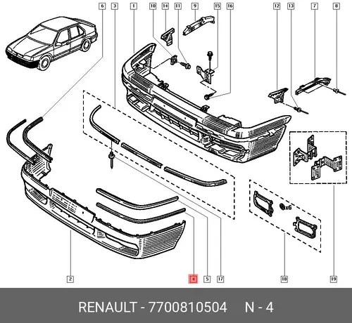 Молдинг лев R19 7700810504 RENAULT
