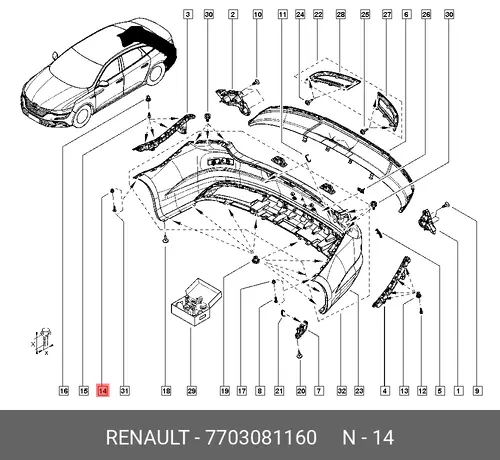 КЛИПСА ПЛАСТИКОВАЯ 7703081160 RENAULT