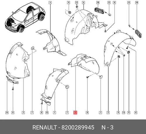 Подкрылок RENAULT 8200289945