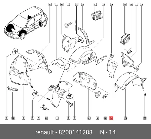 Подкрылок RENAULT 8200141288
