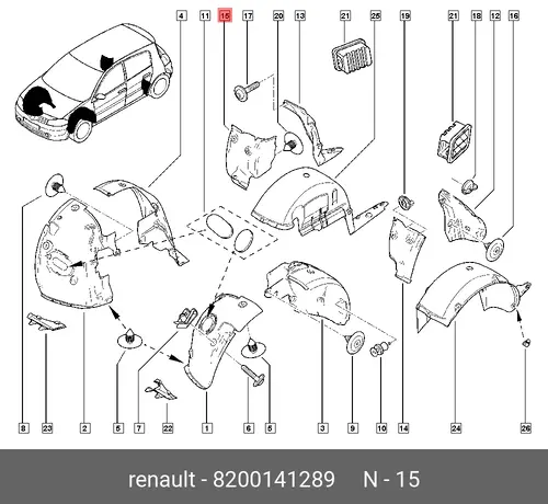 Подкрылок RENAULT 8200141289