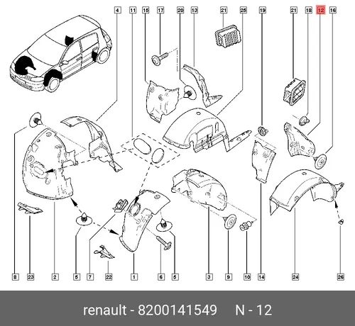 Подкрылок RENAULT 8200141549