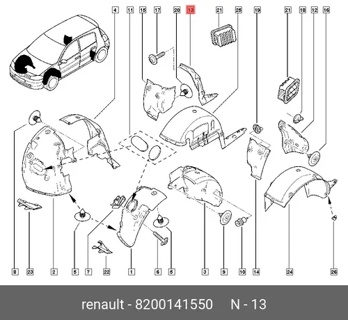 Подкрылок RENAULT 8200141550