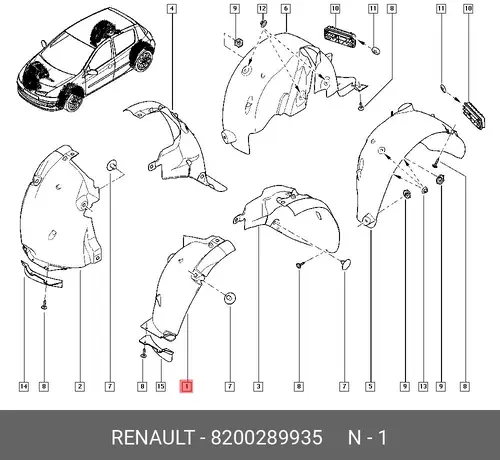 Подкрылок RENAULT 8200289935