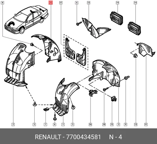 Подкрылок RENAULT 7700434581