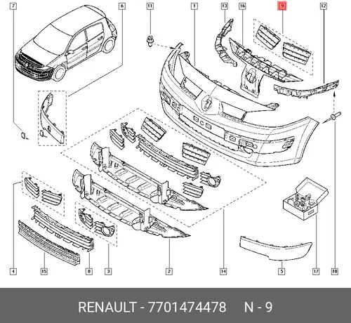 Решетка радиатора RENAULT 7701474478