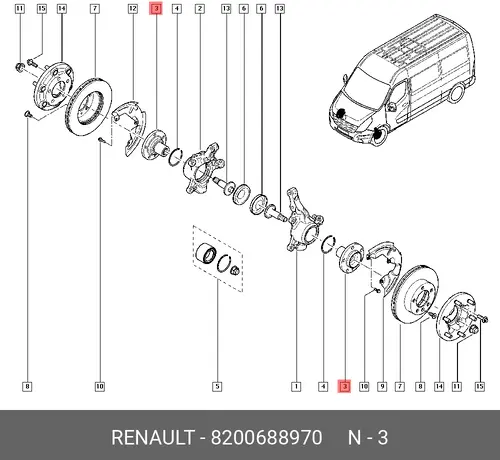 Ступица RENAULT 8200688970