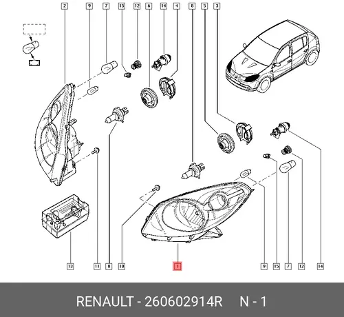 Фара RENAULT 260602914R