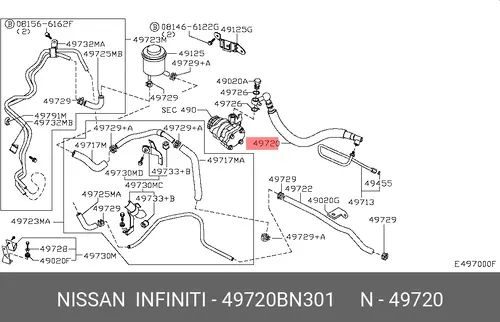 Шланг ГУР NISSAN 49720BN301