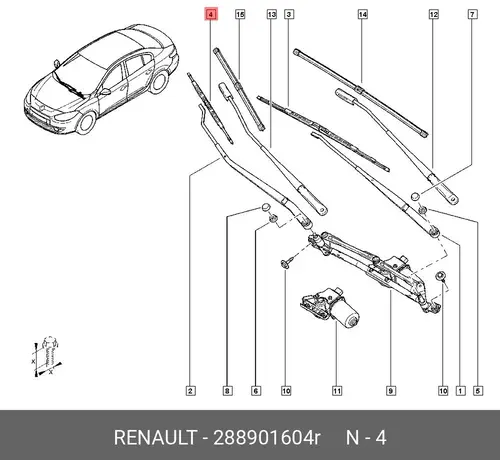 Щетка стеклоочистителя 288901604R RENAULT