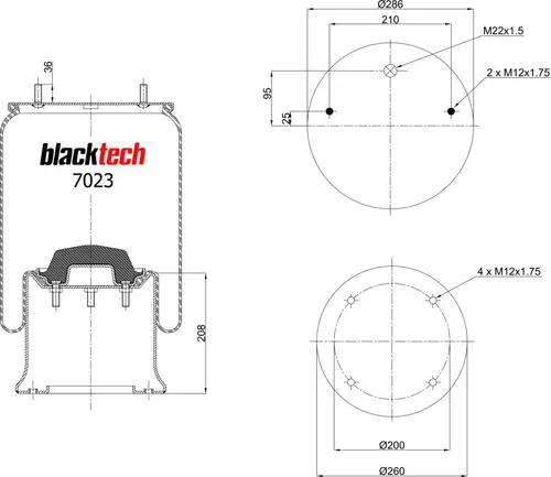 ПНЕВМОАМОРТИЗАТОР RML7023C1 BLACKTECH