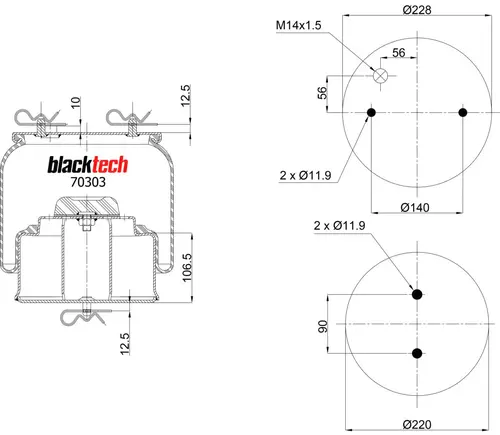 пневмоамортизатор RML70303C BLACKTECH