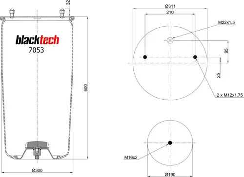 П/ПОДУШКА 942МВ BPW/SCA (БЕЗ СТАКАНА) / BLACKTECH BLACKTECH RML7053