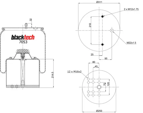 пневмоамортизатор RML7053C BLACKTECH