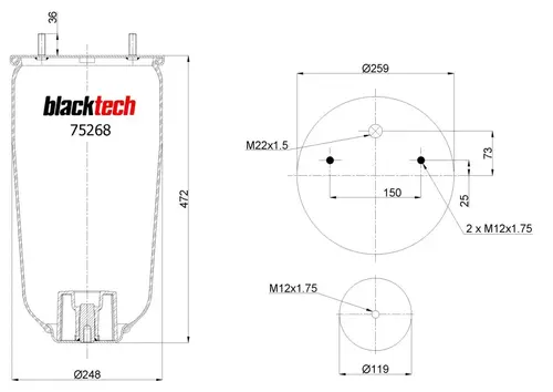 Пневмоподушка BLACKTECH RML752684