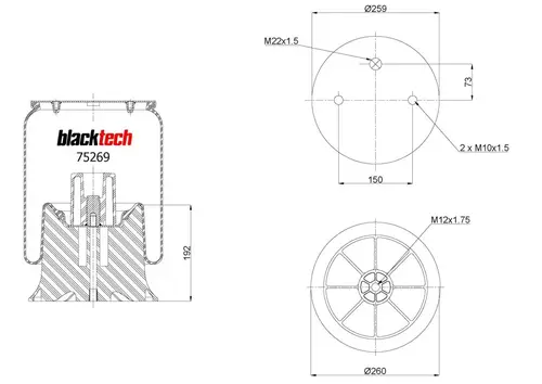 пневмоамортизатор RML75269CP BLACKTECH