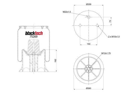ПНЕВМОАМОРТИЗАТОР RML75269CP2 BLACKTECH