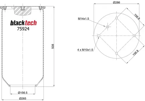 RML75924 (BLACKTECH) ПНЕВМОПОДУШКА БЕЗ СТАКАНА