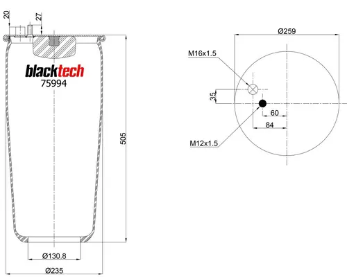 ПНЕВМОАМОРТИЗАТОР RML75994 BLACKTECH