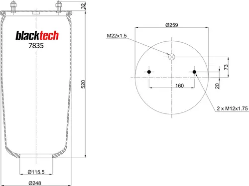 ПНЕВМОАМОРТИЗАТОР RML7835 BLACKTECH