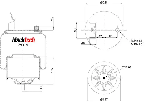 ПНЕВМОАМОРТИЗАТОР RML78914C BLACKTECH