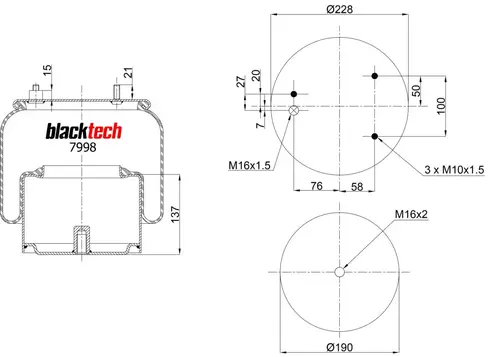 ПНЕВМОБАЛЛОН 887MK1 RML7998C1 BLACKTECH