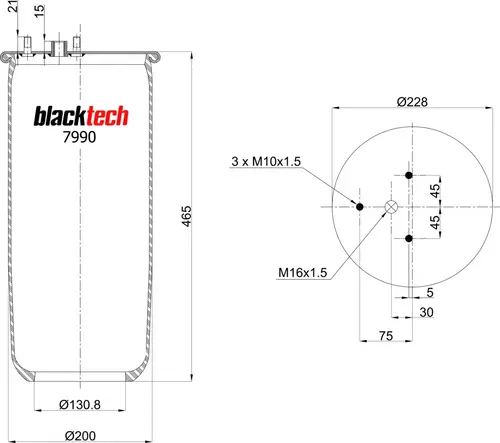 RML7990 (BLACKTECH) ПНЕВМОПОДУШКА БЕЗ СТАКАНА