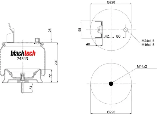 ПНЕВМОАМОРТИЗАТОР RML74543C BLACKTECH