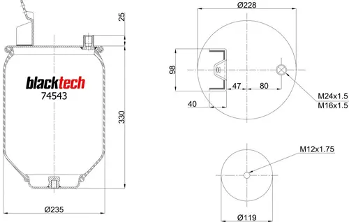 пневмоамортизатор RML74543 BLACKTECH