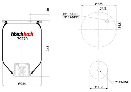 пневмоамортизатор RML79270 BLACKTECH