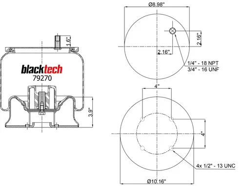 пневмоамортизатор RML79270C BLACKTECH