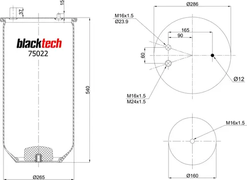 ПНЕВМОАМОРТИЗАТОР RML75022 BLACKTECH