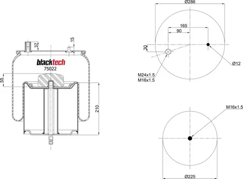 Пневмоподушка BLACKTECH RML75022C4