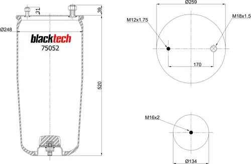 пневмоподушка без стак.!\ BPW RML75052 BLACKTECH
