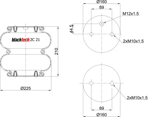 ПНЕВМОАМОРТИЗАТОР 2C21210P13 BLACKTECH