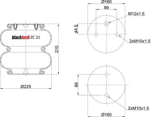 ПНЕВМОАМОРТИЗАТОР 2C21210P22 BLACKTECH