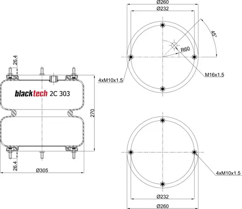 Пневмоподушка SP2782NB 2C303270P01 BLACKTECH