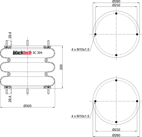 пневморессора12х3\ BPW 3C304200F01 BLACKTECH