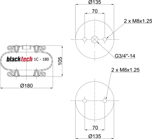 1C180105P03 Пневмобаллон FS120-9 3/4 M8 BLACKTECH