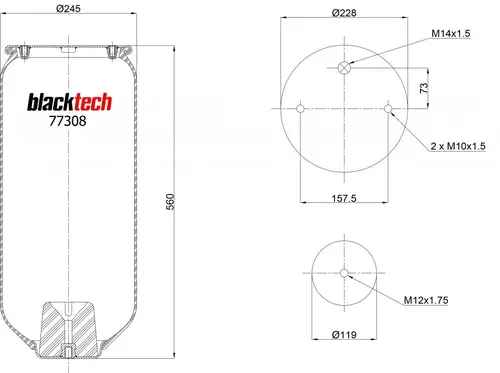 RML77308 (BLACKTECH) ПНЕВМОПОДУШКА БЕЗ СТАКАНА