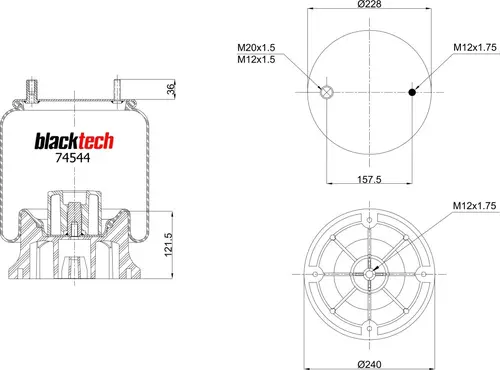 Пневмобаллон Fruehauf (M078580) RML74544CP BLACKTECH