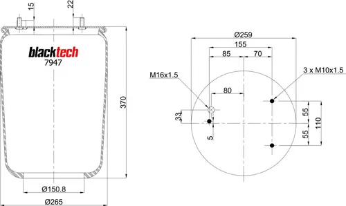 ПНЕВМОБАЛЛОН 836M RML7947 BLACKTECH