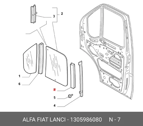  УПЛОТНИТЕЛЬ СТЕКЛА ДВЕРИ 1305986080 FIAT