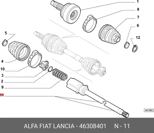 ПОЛУОСЬ 46308401 FIAT