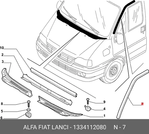 Уплотнитель двери FIAT 1334112080