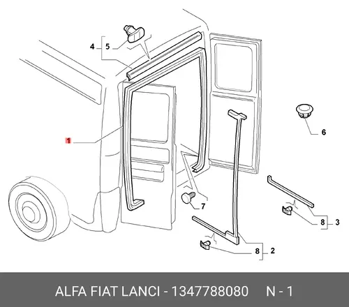 Уплотнитель двери FIAT 1347788080