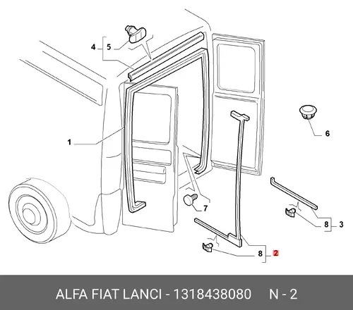 Уплотнитель двери FIAT 1318438080